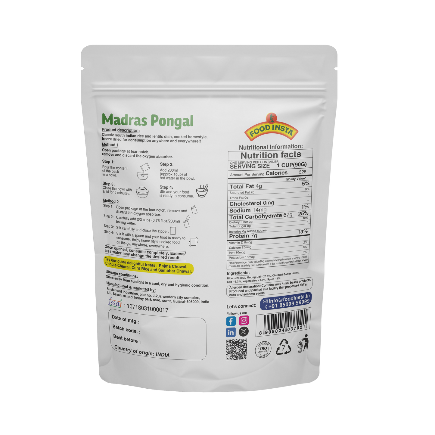 convenient food madras pongal